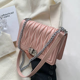 High Embroidery Thread Chain Shoulder Bag Small Square Crossbody Purse