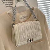 High Embroidery Thread Chain Shoulder Bag Small Square Crossbody Purse