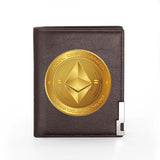 Ethereum Leather Wallet Men Women Slim Credit Card Holders Short Purses