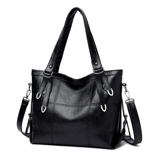 Leather Hobo Vintage Tote Plaid Shoulder Bag For Women