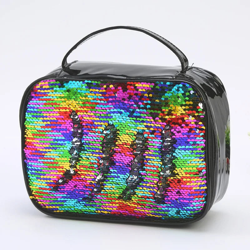 Waterproof Sequin Insulated Kids Lunch Box Glitter Tote Bag Cooler Picnic Pouch