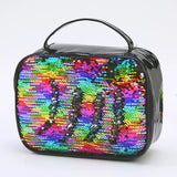 Waterproof Sequin Insulated Kids Lunch Box Glitter Tote Bag Cooler Picnic Pouch