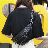 Women Chest Crossbody Bag Wide Strap Soft Leather Shoulder Bag