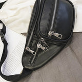 Women Chest Crossbody Bag Wide Strap Soft Leather Shoulder Bag