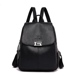 Women Leather Travel Backpack Vintage Ladies Shoulder Bag Multifunction