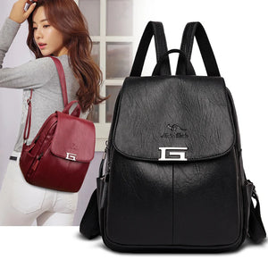 Women Leather Travel Backpack Vintage Ladies Shoulder Bag Multifunction