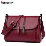 Soft Women Crossbody Bag Double Zipper Messenger Bag