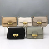 High Female Layer Cowhide Texture Shoulder Bag Purse Leather Small Square