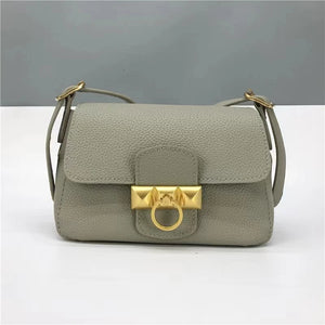 High Female Layer Cowhide Texture Shoulder Bag Purse Leather Small Square