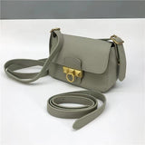 High Female Layer Cowhide Texture Shoulder Bag Purse Leather Small Square