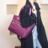 Women's Nylon Shoulder Crossbody Bag Top-Handle Tote Messenger Bag Purple
