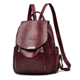 High Female Vintage Backpack Women Leather Backpacks Girls School Bag