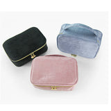 Flannel Cosmetic Bag Zipper Beauty Organizer Toiletry Bag