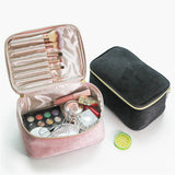 Flannel Cosmetic Bag Zipper Beauty Organizer Toiletry Bag