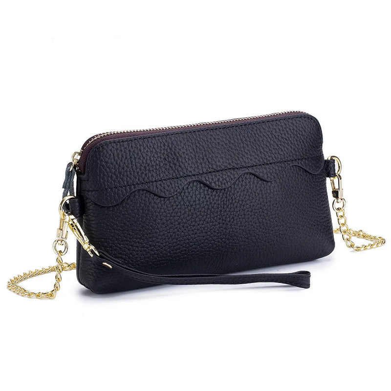 High Full Grain Cowhide Leather Large Capacity Wristlet Phone Case