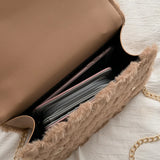 Plush Leather Chain Shoulder Bag Women Crossbody Winter Handbag
