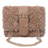 Plush Leather Chain Shoulder Bag Women Crossbody Winter Handbag