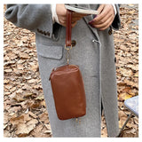 High Leather Crossbody Bag Female Solid Cosmetic Bags Women Wrist Strap Clutch