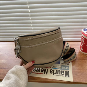 Leather Crossbody Shoulder Bag Double Zipper Cowhide Purse Tote Handbag