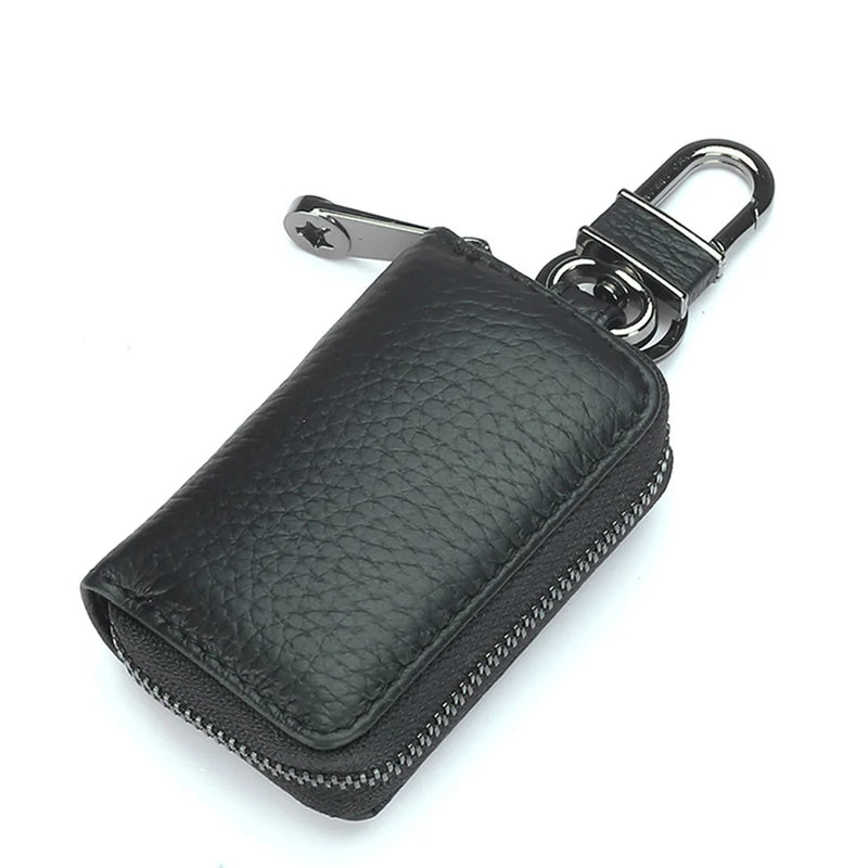 Leather Car Key Holder Zipper Wallet for Men
