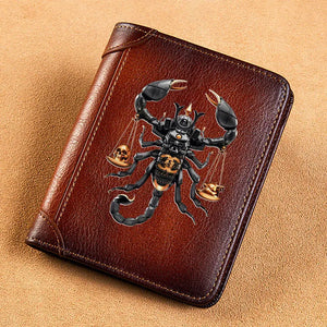 Leather Wallet Scorpion Print Standard Purse