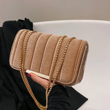 Velvet Chains Shoulder Bag Women Western Style Autumn Winter Messenger Bag