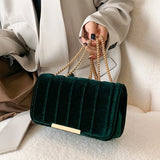 Velvet Chains Shoulder Bag Women Western Style Autumn Winter Messenger Bag