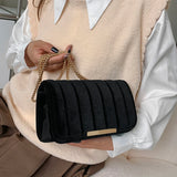 Velvet Chains Shoulder Bag Women Western Style Autumn Winter Messenger Bag