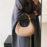 Women's Frosted Western Shoulder Bags Chains Texture Lady Messenger Bags