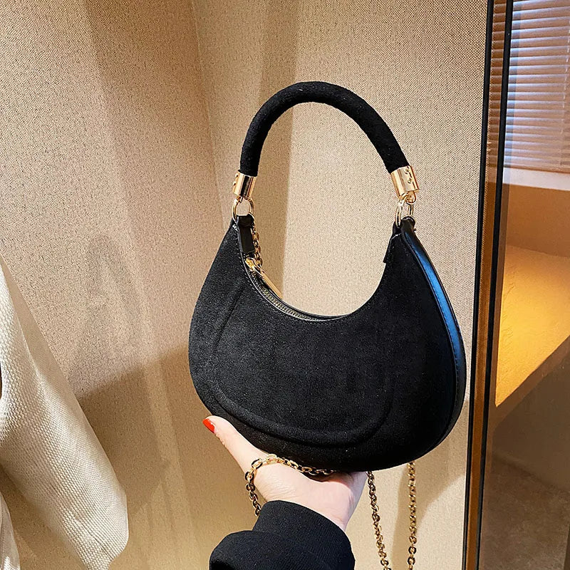 Women's Frosted Western Shoulder Bags Chains Texture Lady Messenger Bags