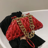 High Handbags Pleated Chain Bag Western Style Shoulder Bags Retro Messenger Bag