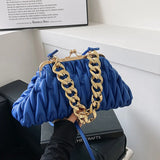High Handbags Pleated Chain Bag Western Style Shoulder Bags Retro Messenger Bag