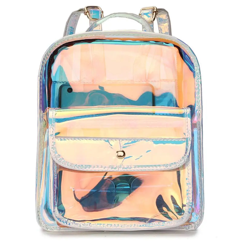 Hologram Women Backpack PVC Laser School Bag Teen Girls Travel Waterproof