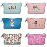 Nurse Cartoon Printed Cosmetic Bag Waterproof Makeup Storage Pouch