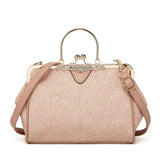 Embroidered Ladies Messenger Bag Lock Shoulder Handbag for Women