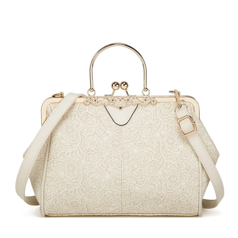 Embroidered Ladies Messenger Bag Lock Shoulder Handbag for Women