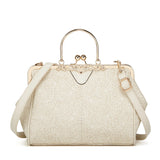 Embroidered Ladies Messenger Bag Lock Shoulder Handbag for Women