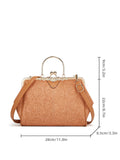Embroidered Ladies Messenger Bag Lock Shoulder Handbag for Women