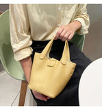 Soft Leather Bucket Bag for Women, All-match Shoulder Bag, Diagonal Bag