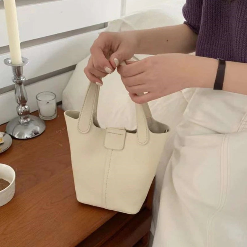 Women's Soft Leather Bucket Bag All-match Shoulder Bag
