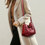 High Ladies Leather Messenger Bag Large Capacity Shoulder Bag