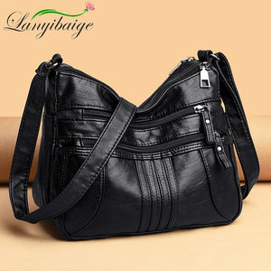 High Ladies Leather Messenger Bag Large Capacity Shoulder Bag