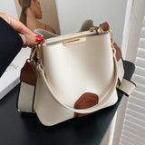 Messenger Bucket Bag Wide Shoulder Strap Retro Handbag