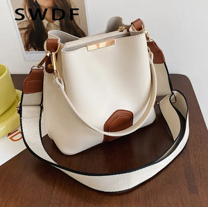 High Ladies Messenger Bucket Bag Style Wide Shoulder Strap One Shoulder Hit