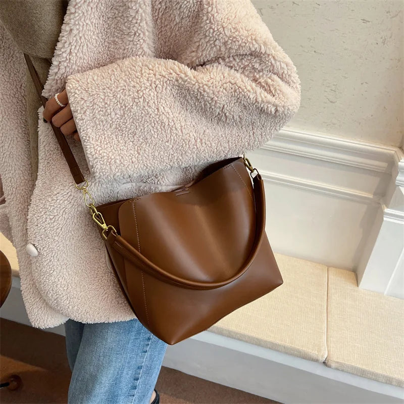 Retro Handbag Autumn Winter Solid Shoulder Messenger Bag