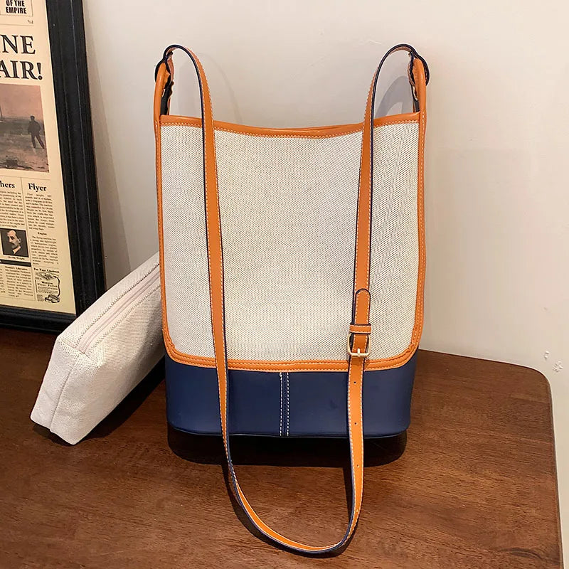 Vintage Panelled Bucket Bag Set Casual Shoulder Handbag Crossbody Bags