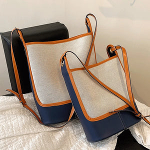 Vintage Panelled Bucket Bag Set Casual Shoulder Handbag Crossbody Bags
