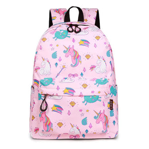 Unicorn Print Laptop Backpack for Girls Casual Travel Pink M1396