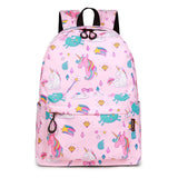 Unicorn Print Laptop Backpack for Girls Casual Travel Pink M1396