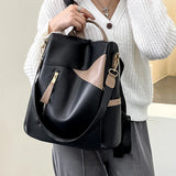 Stylish Leather Anti Theft Women's Backpack Multifunctional Shoulder Bag